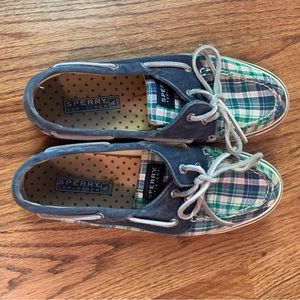 Sperry Topsiders in Blue, Green and Pink Plaid Print